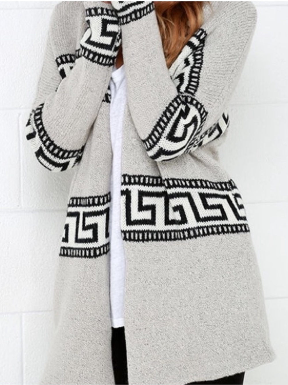 Gentlefawn Open Marble Cardi, gray black white, sz L, 24” PTP, 30” L